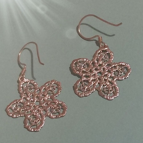 Silver 925 carved flower earrings, handmade