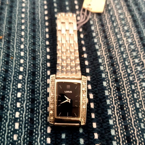 Lorus women's watch new with rectangular case and crystals