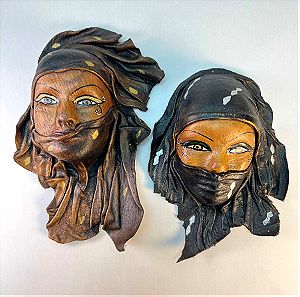 Σετ 2 διακοσμητικές μάσκες τοίχου Αιγυπτιακών γυναικών 20x13,17x13