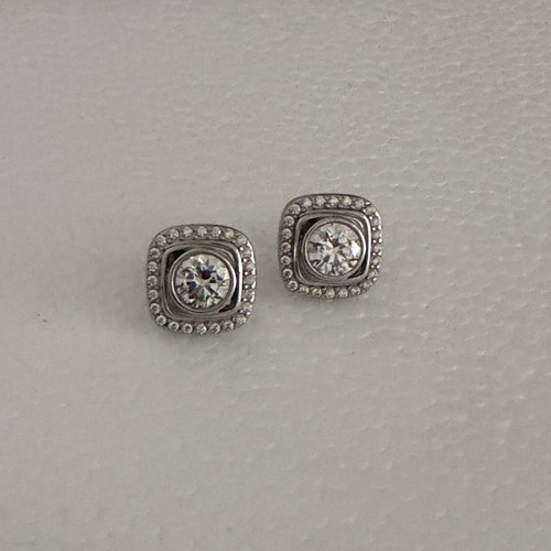 Stud earrings new, silver stainless steel with rhinestones