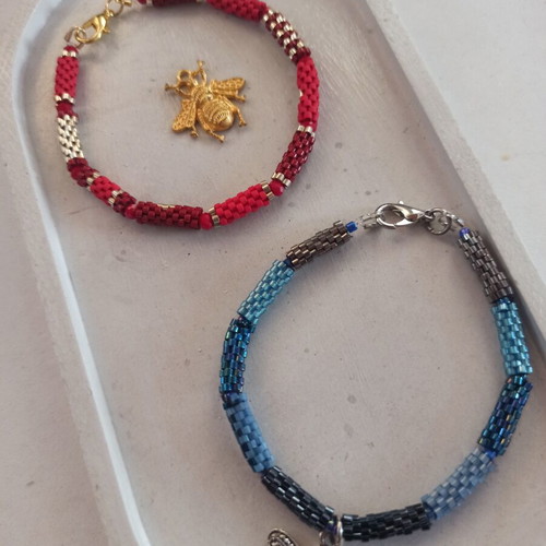 Handmade Miyuki Bracelets new, blue and red
