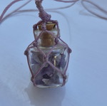 Amethyst pendant bottle necklace with waxed cord
