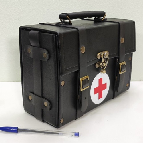 Pharmacy Box Bag shoulder type new, dark brown leatherette