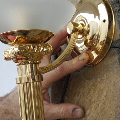 Brass gilded wall lights new, pair