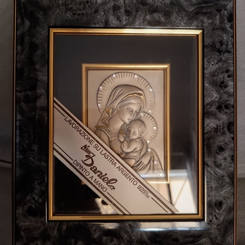 Icon of Virgin Mary with Divine Infant New Daniela silver 925‰ made in Italy