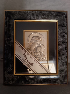 Icon of Virgin Mary with Divine Infant New Daniela silver 925‰ made in Italy