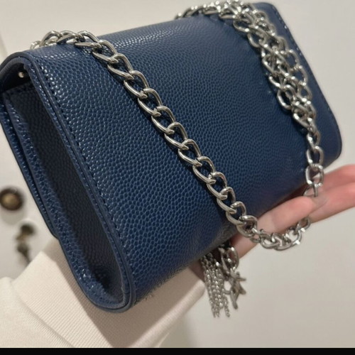 Valentino crossbody bag like new, dark blue with silver chain