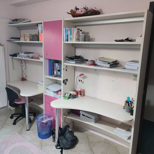 Double bookshelf with Neoset desks like new