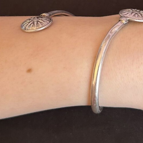Silver 925 bracelet cuff vintage used, 17 cm