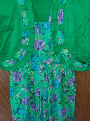 Dress and bolero like new, green and purple