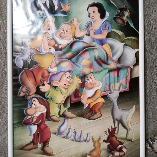 Children's poster in frame like new, vintage 1994, 44x62