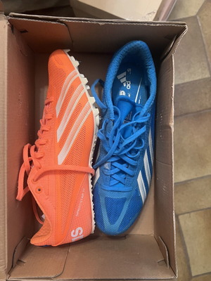 Adidas Sprintstar IV Track & Field Spikes size 39.5 like new, blue and orange