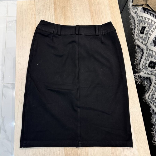 RANNIA black skirt with faux leather and zipper, size 38, used