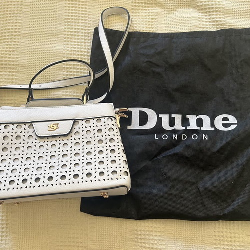 Dune London Shoulder Bag White Laser Cut Matte Leather Like New
