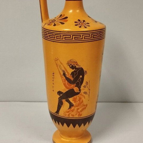 Decorative ceramic lekythos like new, Apollo and Artemis