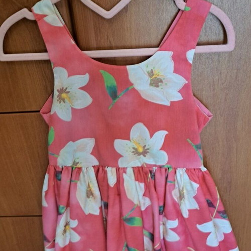 Sweet Baby dress 3 years like new, red floral with wow-back