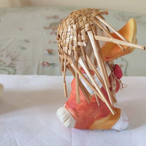 Vintage handmade decorative clay duck set, 15cm