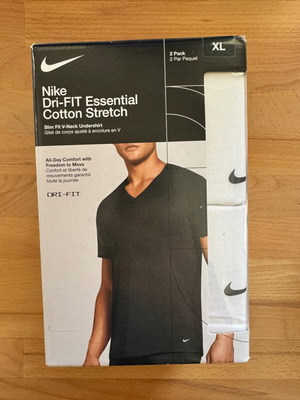 Nike Dri-FIT Essential Cotton Stretch Slim Fit V-Neck T-shirts (2-Pack) White Size XL