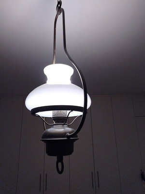 Bronze pendant ceiling light with opal glass like new