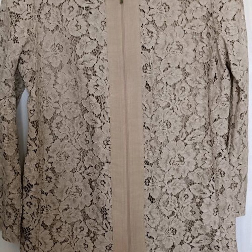 L lace beige jacket-style blouse like new, size L