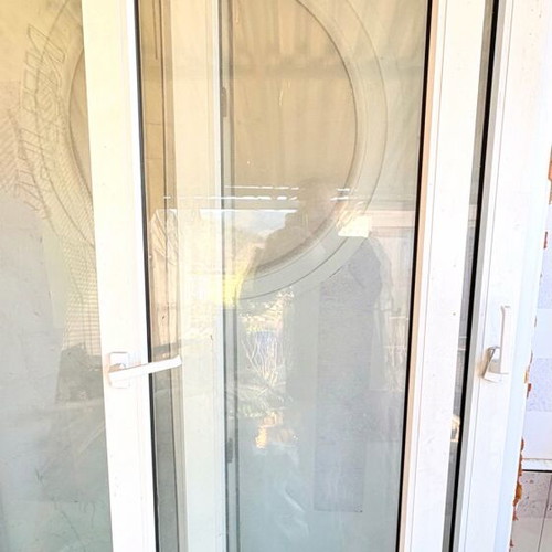 PVC balcony door single leaf with fixed panel double glazing