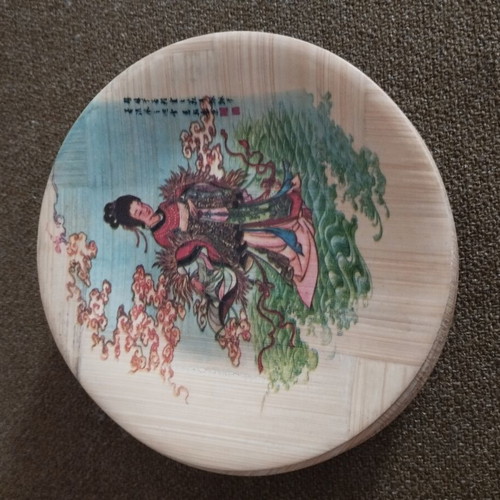 Vintage bamboo decorative plates set of 6, 11cm, like new