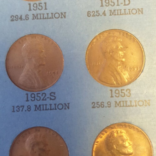 Lincoln Wheat Cents collection used 1951-1962D, 29 coins