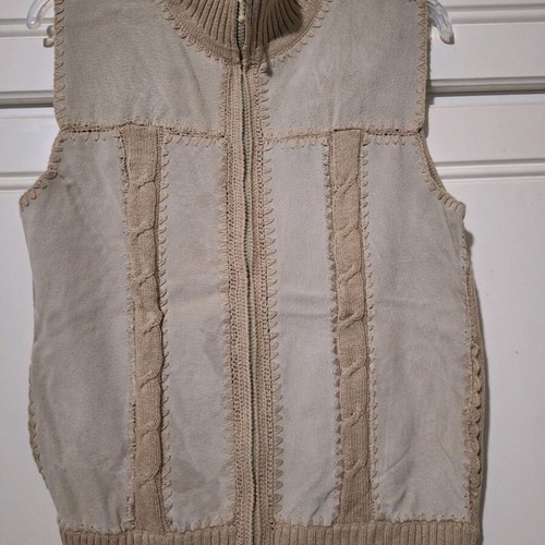 Beige suede-knit vest like new, size S/M