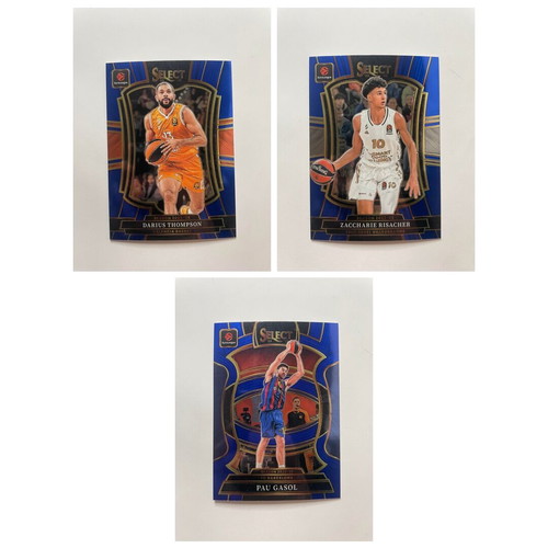 EuroLeague Blue Lot Pau Gasol #2, Risacher #138, Thompson #181 cards like new