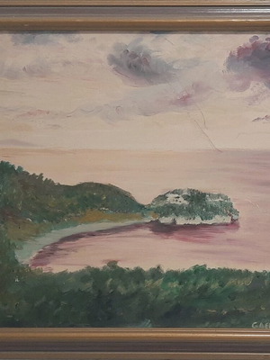 Oil painting by G. Depounti, used, sea landscape of Kefalonia