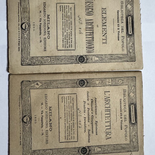 Set of 2 Rare Italian Architecture Books used, 1880 edition