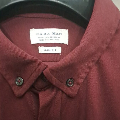 Zara long-sleeve burgundy dress shirt like new, slim fit