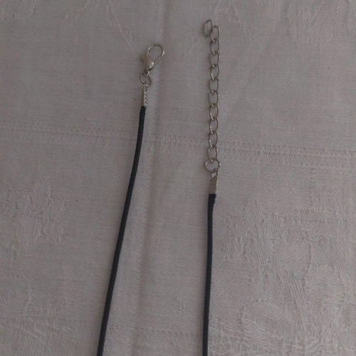 Necklace from PU leather like new, black and turquoise, 45 cm + 5 cm extension