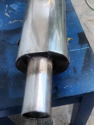 BMW E36 rear stainless steel muffler used with pipe and tip