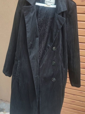 Corduroy coat like new with fur lining, black, size S