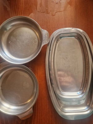 Metal plates set used, 4 pcs, for camping and picnic