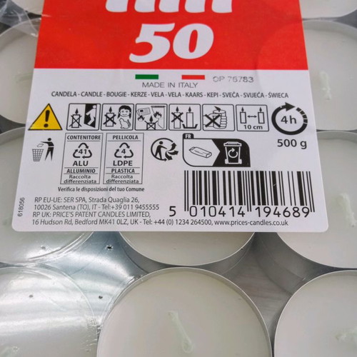 White tealight candles new, pack of 50