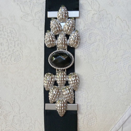 MNG Elastic Waist Belt New, Early 2000s, Black and Silver