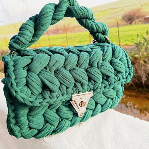 Handmade knitted bubble bag made to order with chain