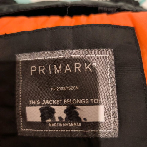 Primark boys' jacket used for age 12-13, black