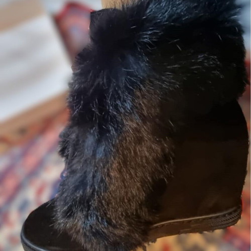 R.Polański boots new, platform suede fur black