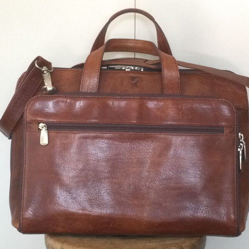 Leather Professional Briefcase M by Mihail like new, brown