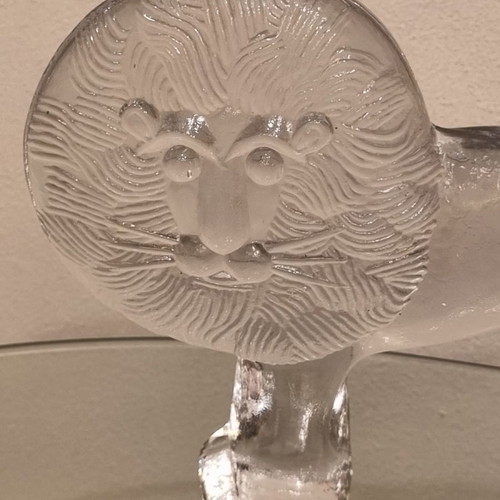Glass lion table sculpture Bertil Vallien for Kosta Boda like new