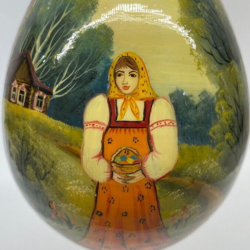 Artistic Easter egg "Girl with a basket of Easter eggs" new