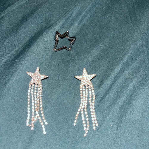 Jewelry set star ring and earrings like new, silver