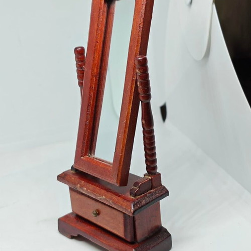 Wooden mirror used with drawer for dollhouse decoration