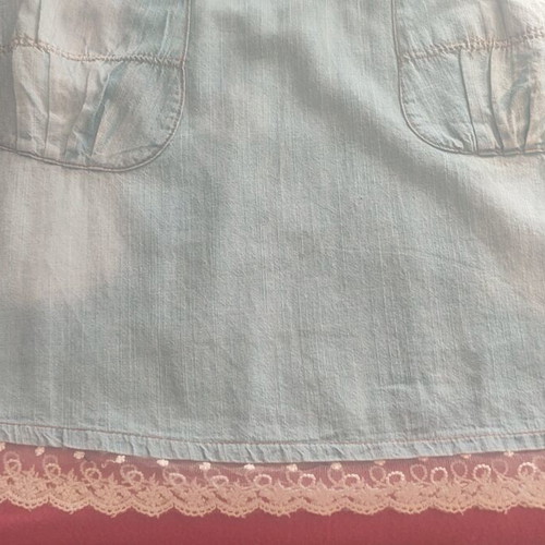 Fullah Sugah denim dress used with leatherette and lace, size M-L