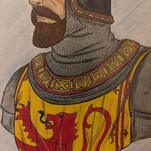 Robert The Bruce painting like new, made with watercolor pencils and markers