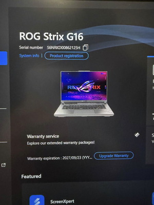 Asus ROG Strix G16 2024 laptop σαν καινούργιο, i9 14900hx, 32GB RAM, 1TB SSD, RTX 4060