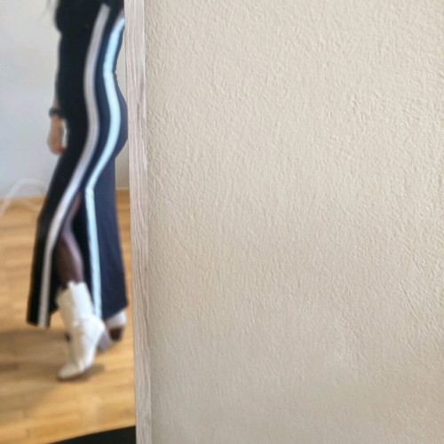 Long fitted dress black with white stripes new